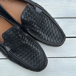 Mezlan Men’s Woven Loafer Black Leather size 12 Made in Spain